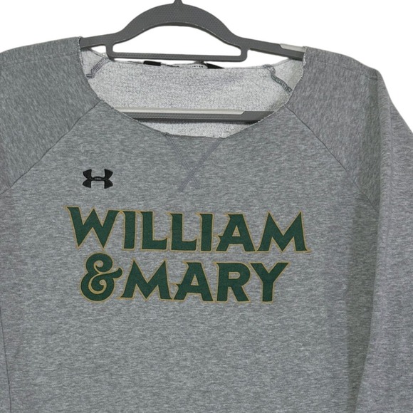 Under Armour William & Mary College Crewneck Sweatshirt Gray XL Distressed Hem - Picture 2 of 4